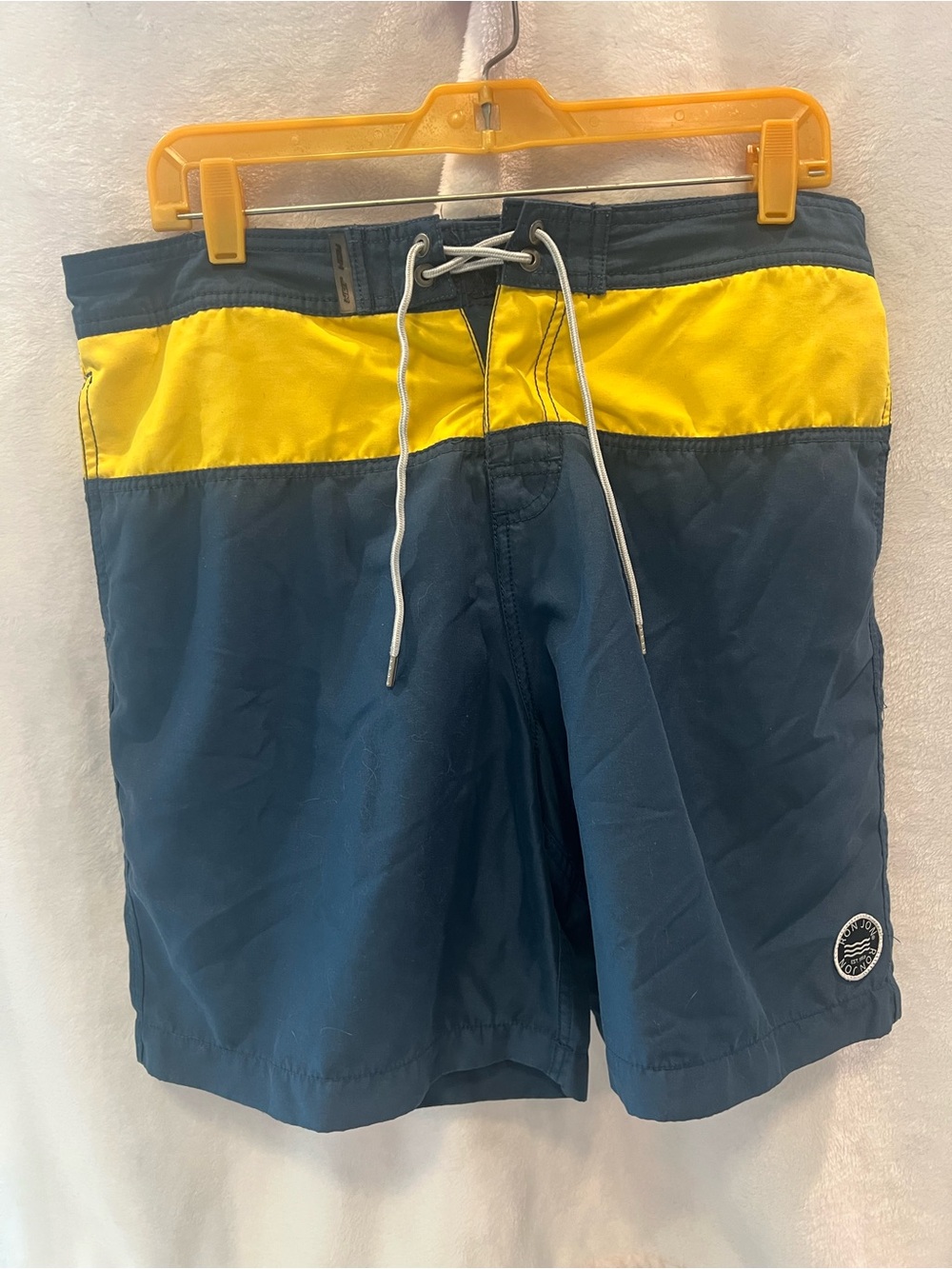 Ron Jon Navy and Yellow Colorblock Board Shorts